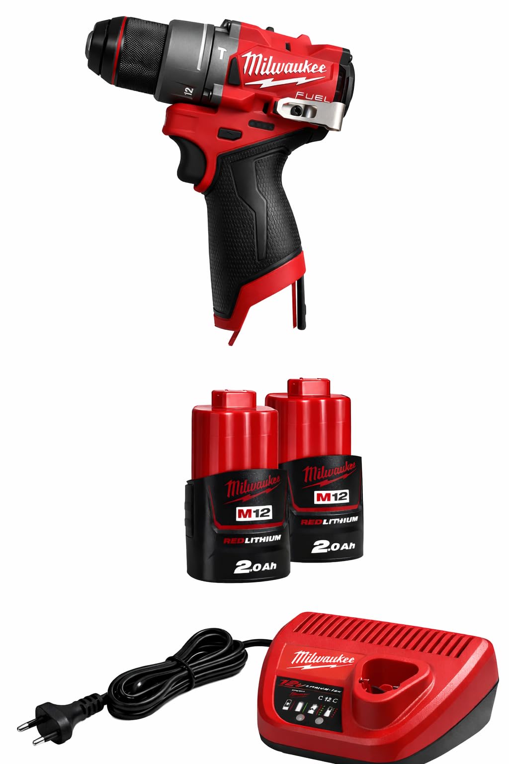 Akumuliatorinis smūginis suktuvas-grÄ™žtuvas M12 FPD2-202X 12V Milwaukee
