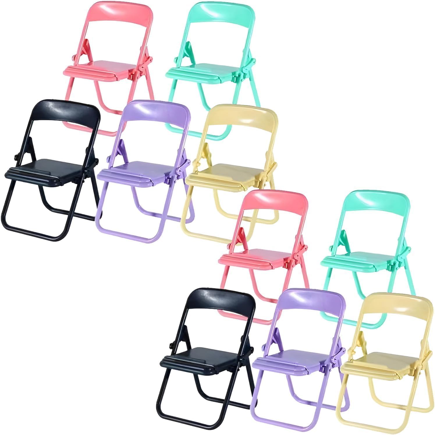 10Pcs Foldable Chair Phone Stand Mini Universal Mobile Holder in Candy Colors - Cute Desk Decor Accessories Portable