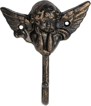 Wall Mounted Cast Iron Home Decor Single Hook with Unique Design (Large Angel)