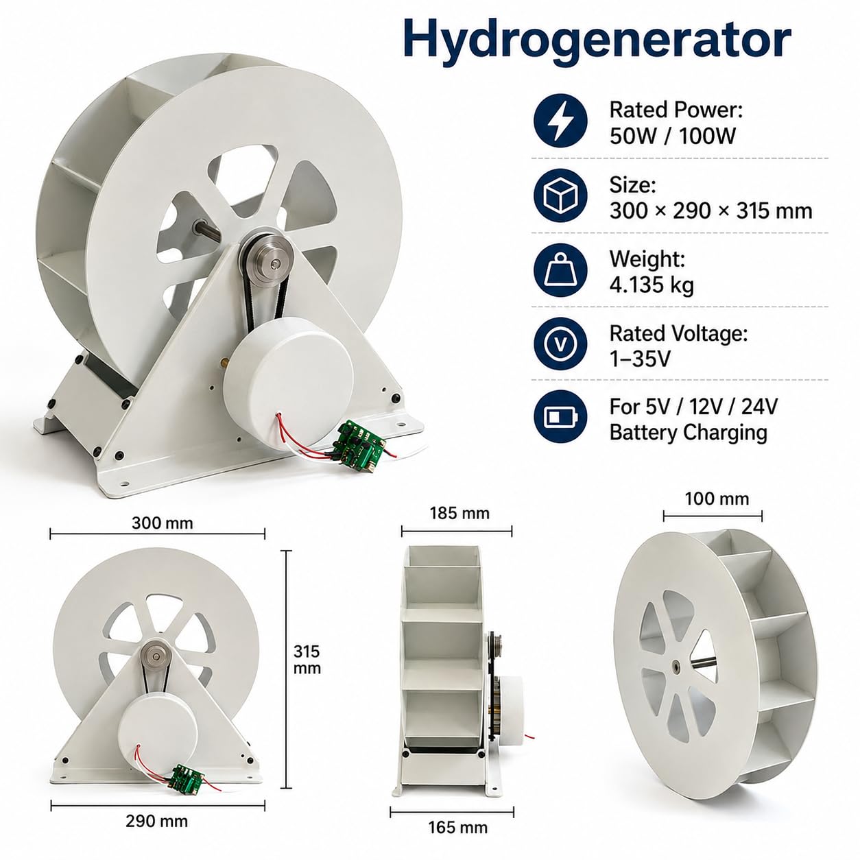 Générateur de Turbine à Eau Portable, kit Micro-hydroélectrique en Acier alimenté par Flux pour Les Flux Hors réseau et Les rivières, Fonctionnement Silencieux