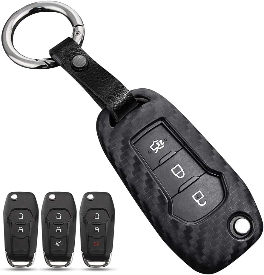 linwei For Ford Key Fob Case Cover Key Fob Cover for Ford F350 F150 F250 Edge (Striped black)