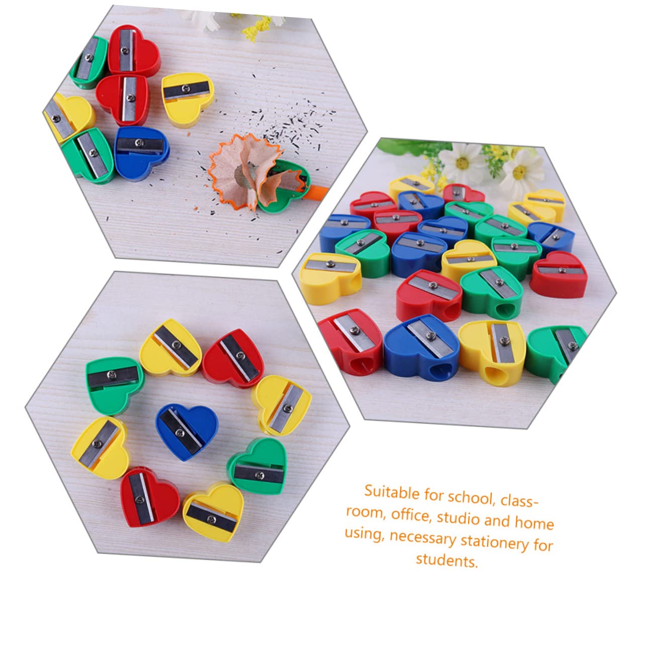 4 Set Di Temperamatite A Forma Di Cuore Per Bambini Mini Strumento Di Cancelleria Manuale Per Forniture Scolastiche Uso in Ufficio 40 Pezzi * 4