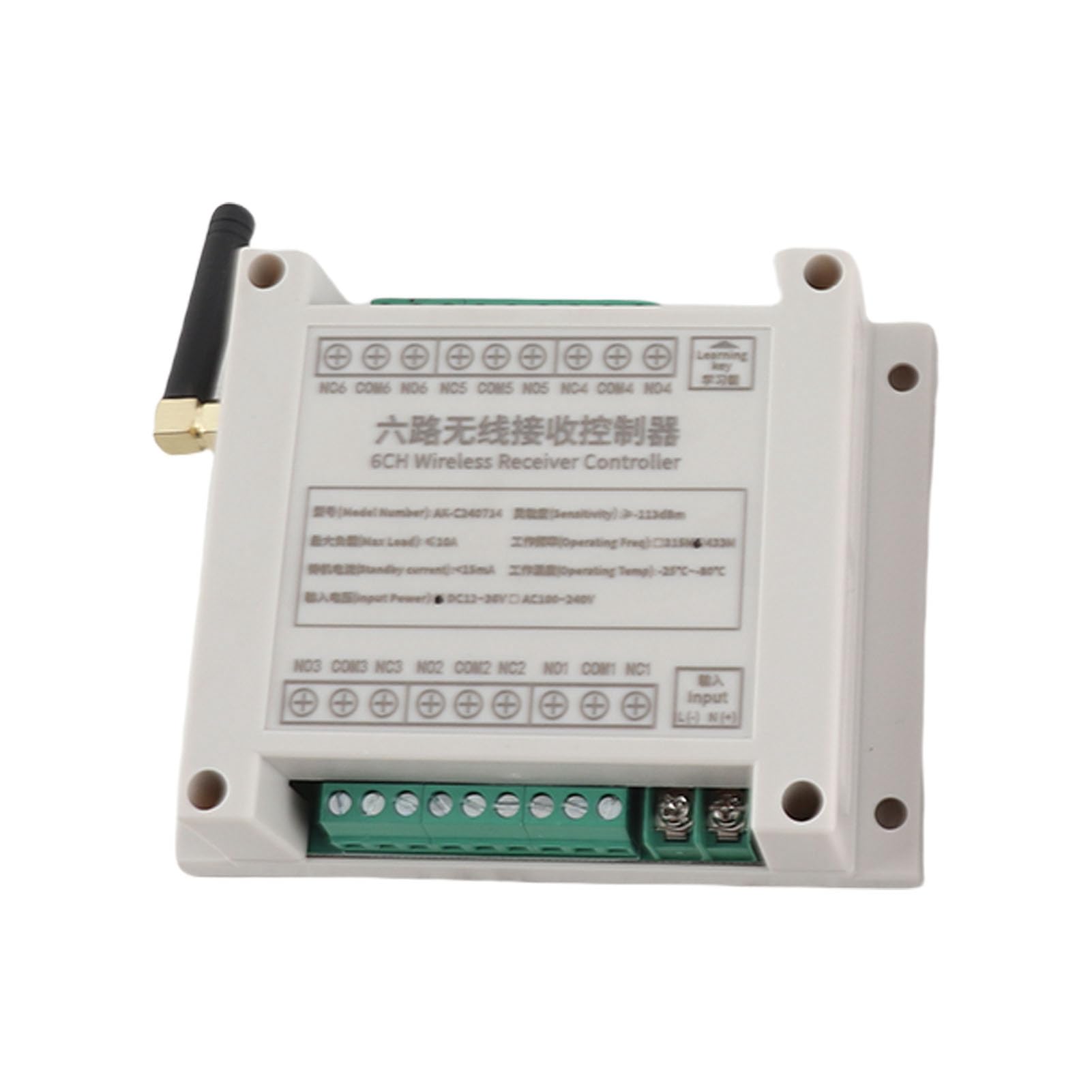 Interruptor de relé de Control Remoto Inalámbrico de 6 Canales Controlador de Ventana de Puerta de Luz de Motor Universal, 433 MHz, 12 V CC