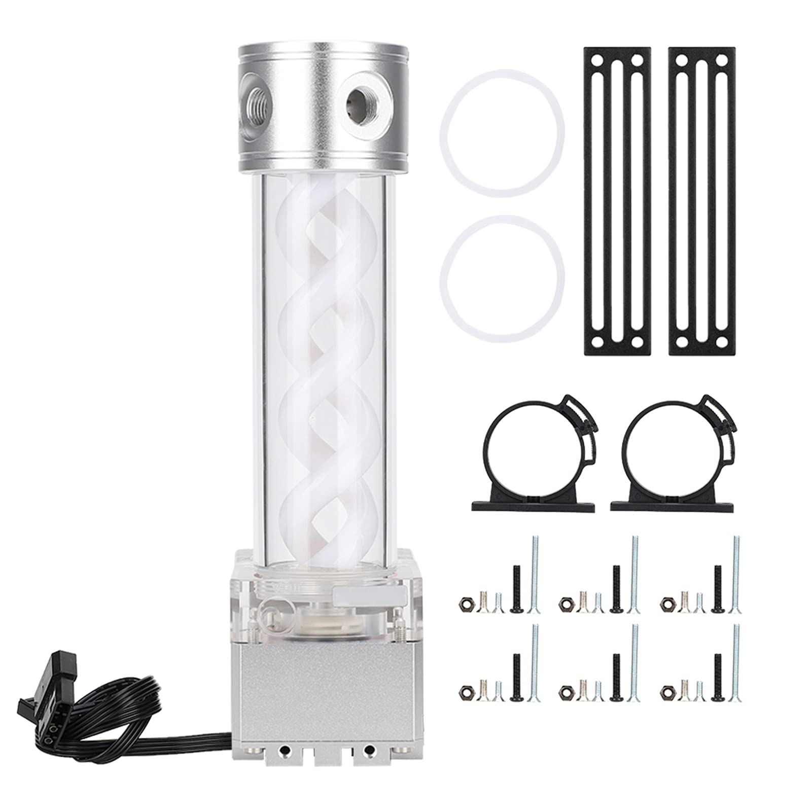 Serbatoio della Pompa di Raffreddamento Ad Acqua PUB‑FS6MB‑24 di Raffreddamento Efficiente per gli Appassionati di PC Anodo in Alluminio Testa 4M 800 L/ora (Argento)