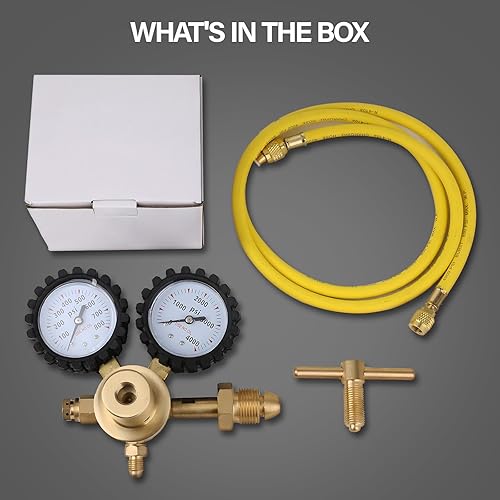 Miniatura 8 de Regulador de nitrógeno con presión de entrega de 0-800 PSI, conexión de entrada de manguera CGA580 de 60 pulgadas y conexión de salida de llamarada