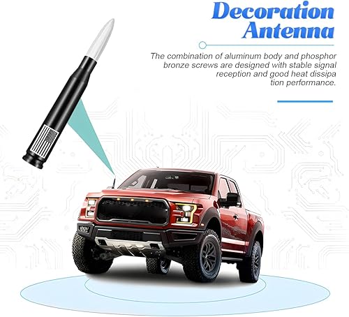 Miniatura 9 de BESULEN Antena de coche con bandera estadounidense, antena corta de radio AMFM de 5.5 pulgadas con adaptador de 9 tornillos y 2 anillos de goma,