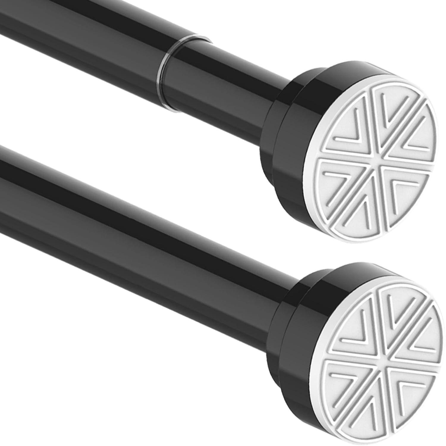 Aiitomg Black Tension Rods For Curtains Extendable Shower Curtain Pole No Drill Curtain Pole Shower Poles Extendable No Drill For Bathroom, Window, Door, Closet, 69-90Cm (Diameter 25 Mm)