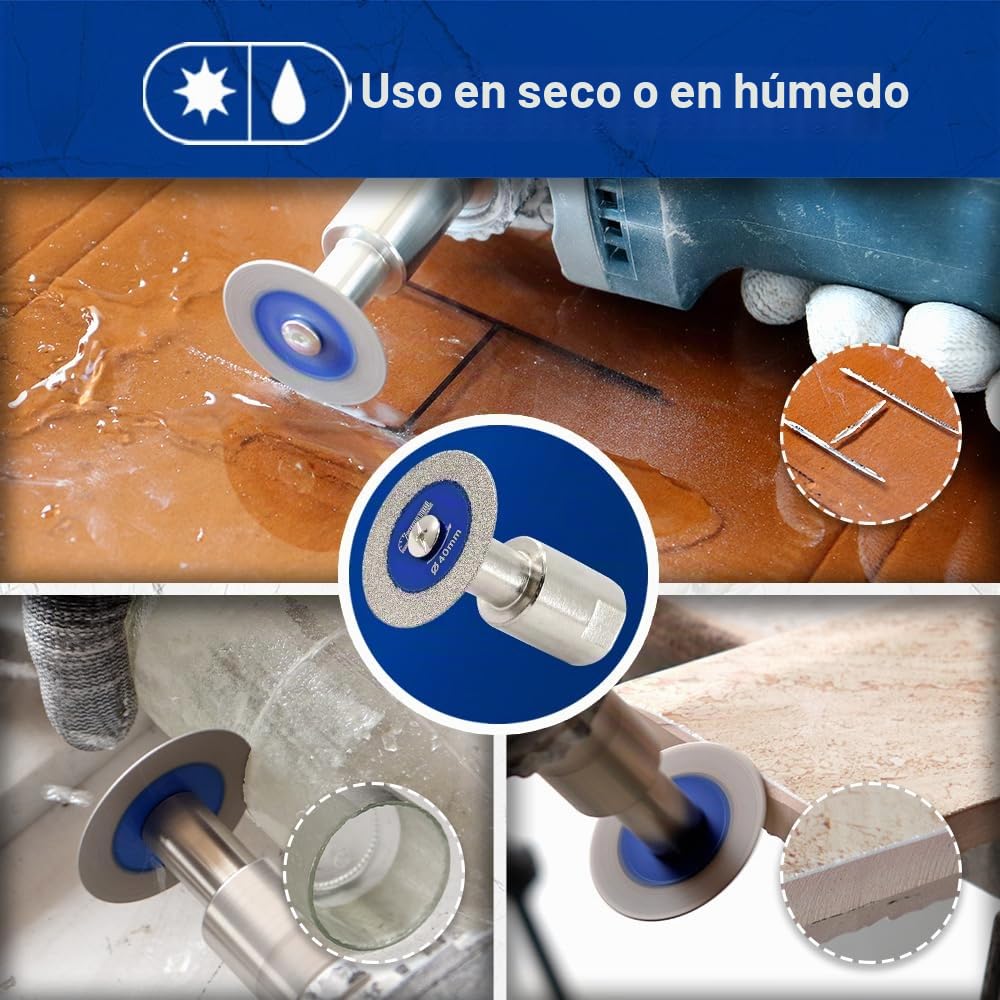 SHDIATOOL Mini disco para vidrio 40MM con brida M14 y destornillador, disco diamantado ultra fino 1mm para vidrio, jade, cristal, cerámica etc., pack de 5