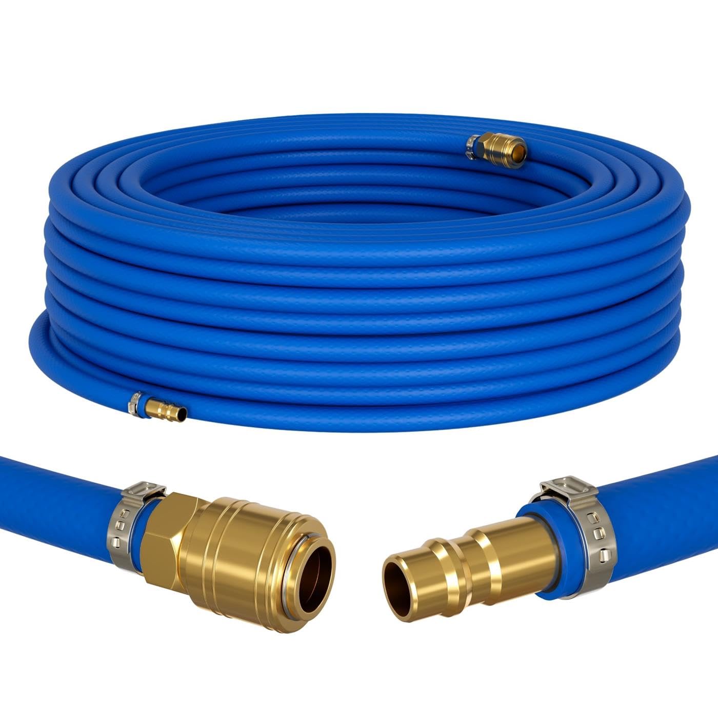 Lumonic 25m Tubo flessibile per aria compressa con raccordo a sgancio rapido I 9mm I pronto per l'uso I Flessibile, resistente all'abrasione e rinforzato in tessuto I PVC Estensione dell'aria compress