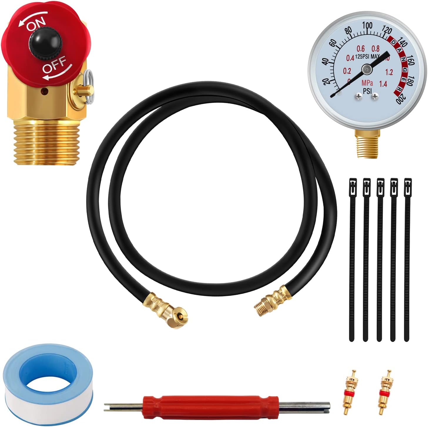 12Pc Air Tank Repair Kit, SUNROAD Air Tank valve Kit with gauge, Come with Pressure Gauge, Air