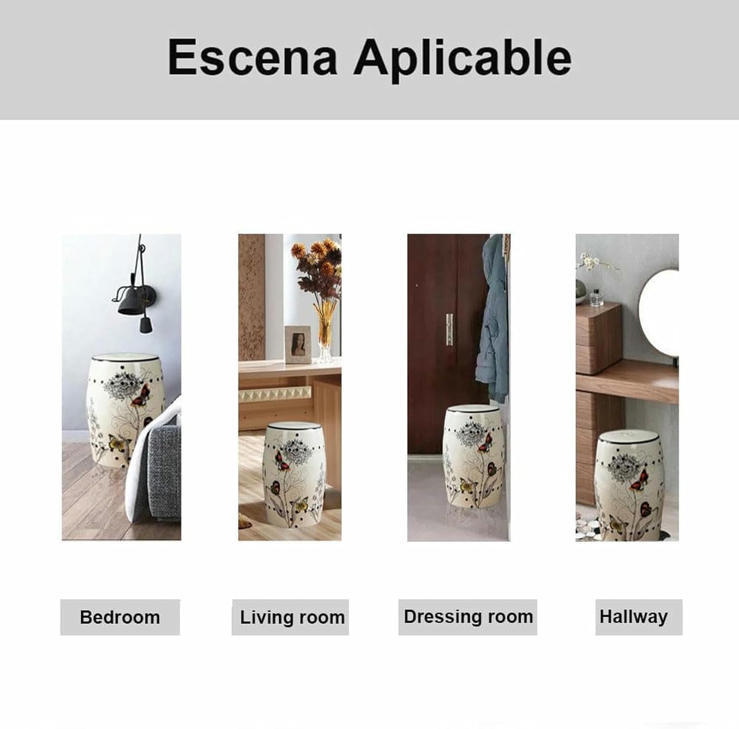 Ceramic Decorative Garden Stool, Rural Flower and Bird Ceramic Drum Stool, New Chinese Round Stool, Classical Shoe Stool, for Living Room, Balcony, Garden
