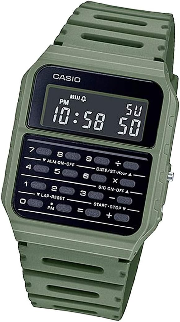 CasioCASIO Men's Watch Calculator Data Bank CA-53WF-3BDF Olive Military Green Casio, green