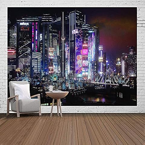 Ine Ive Japanese Tapestry Punk Cityspace Wall Decor Retro Neon City Skyline Wall Hanging Decorations Flannel Large Size 9371 Inches Tapestry for Home Living Room Dorm Bedroom In GTRLIE39 Cover