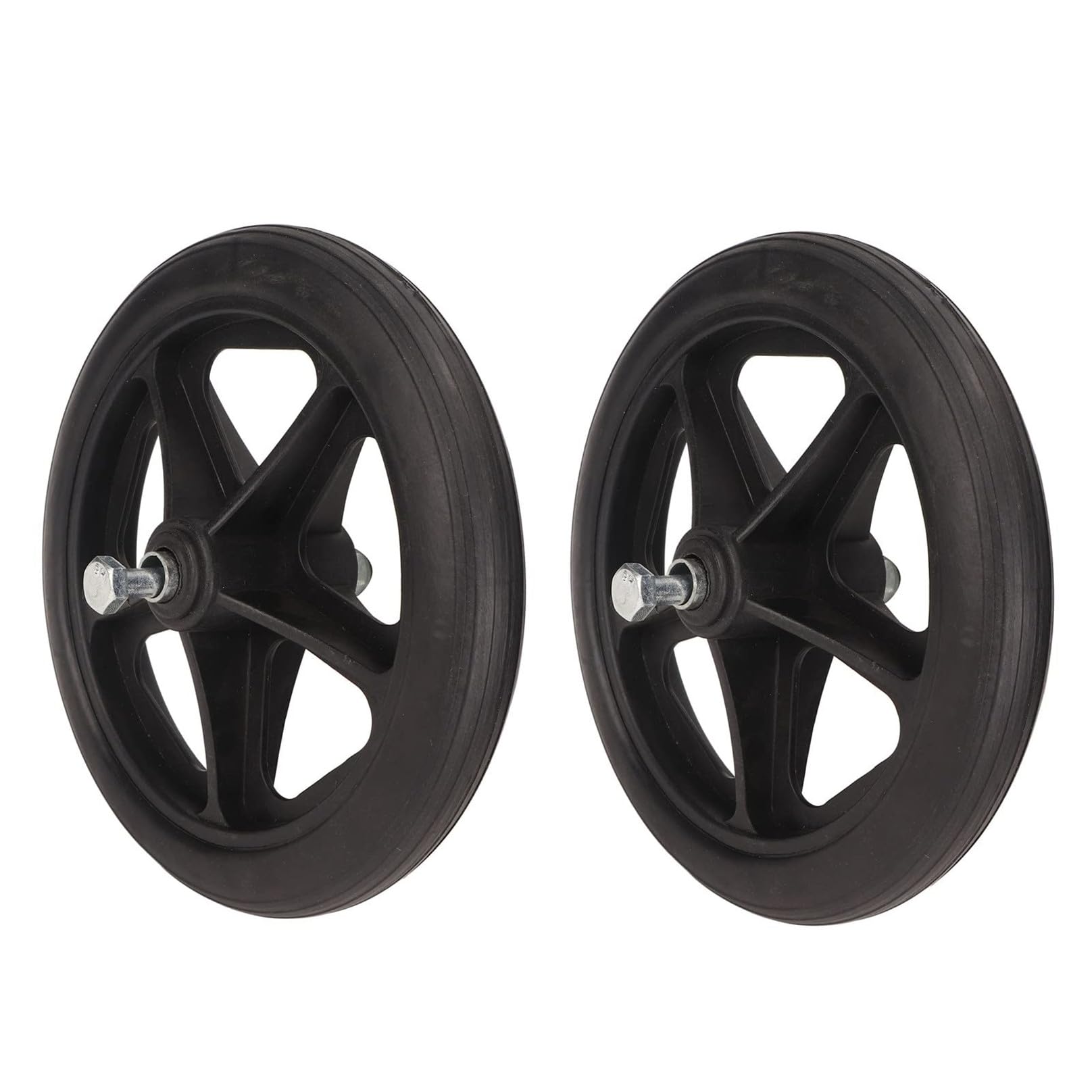 UYSELA 2pcs Front Wheel Replacement for Wheelchair 7in Rubber Wheelchair Wheels, Low Noise Rollator Caster Replacement, Stable Rolling for Wheelchairs and Walkers,7in