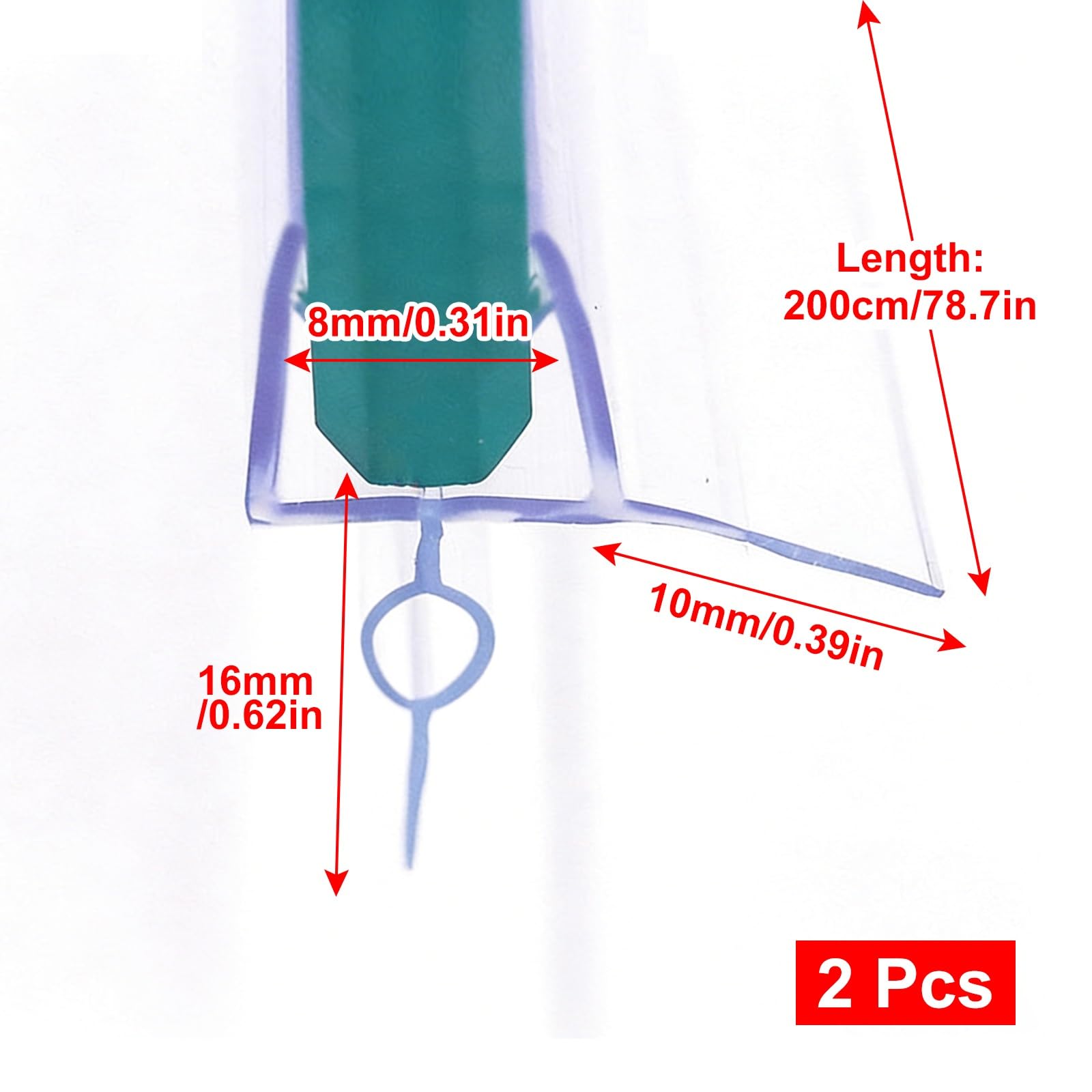 Goma Mampara Ducha Inferior, Junta Mampara Ducha, 2 Burletes Para Puertas de Ducha de Vidrio de 6-12 mm, Evita Fugas de Agua y Crea Una Barrera Contra El Agua(8mm-200cm/78.7in)