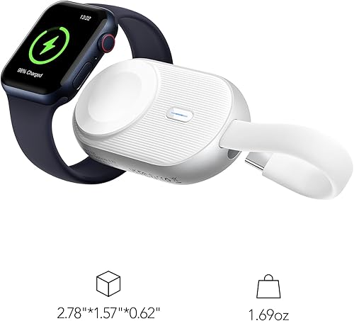 Miniatura 8 de VRURC - Cargador portátil para Apple Watch, cargador portátil de 1200 mAh con cargador de reloj, llavero magnético, cargador de reloj inalámbrico