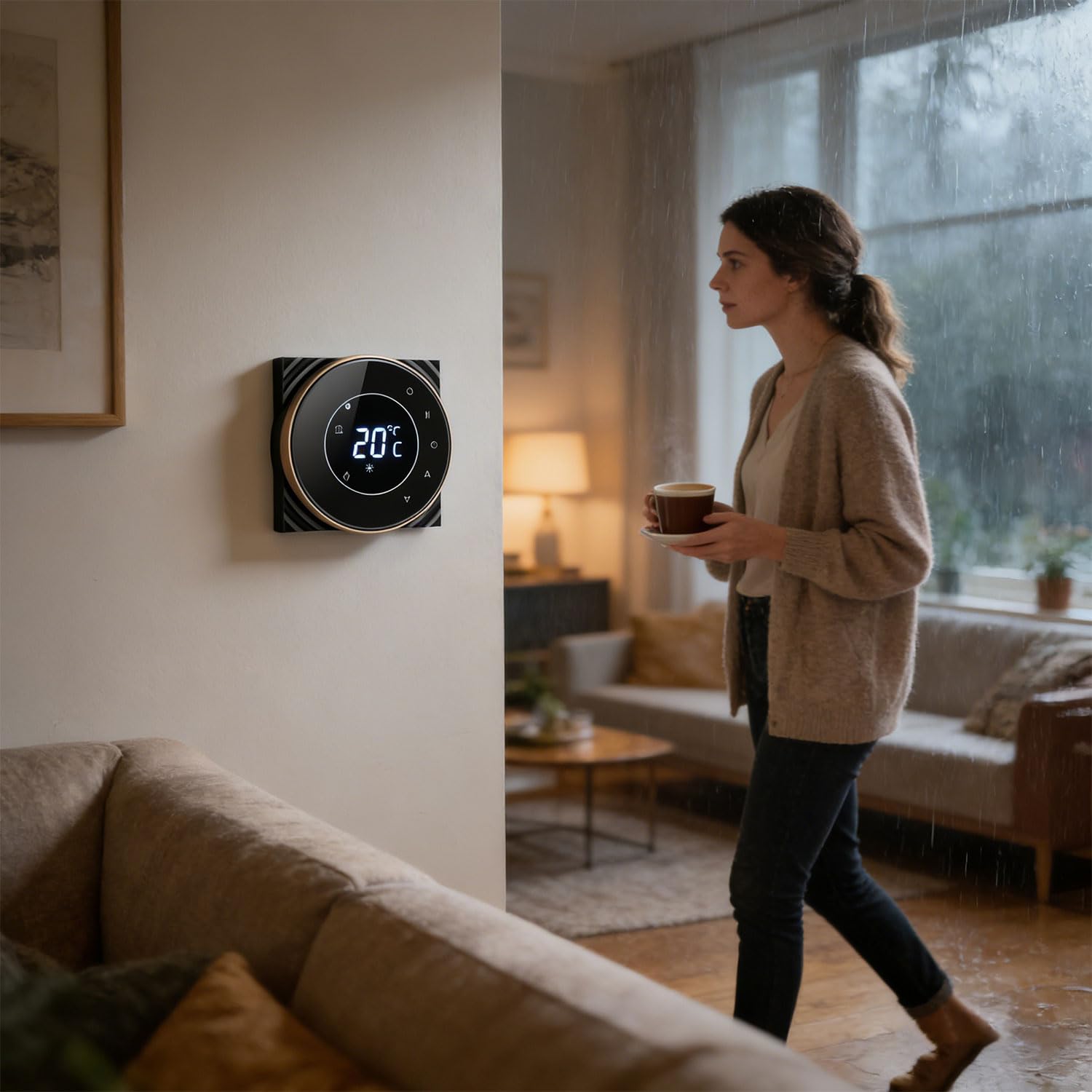 Regulador compatible para varios dispositivos de calefacción, incluyendo hornos de pared, ofrece una instalación sencilla y características de seguridad LCD