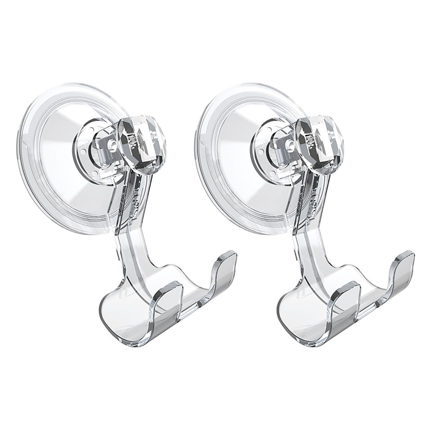 CTWHA 2PCS Transparent Vacuum Suction Cup Hook No Hole Repeatedly Used Kitchen Bathroom Traceless Powerful Plastic Hook Shower Wall Suction Hook Suitable for Hanging Towel Bathrobe Spoons