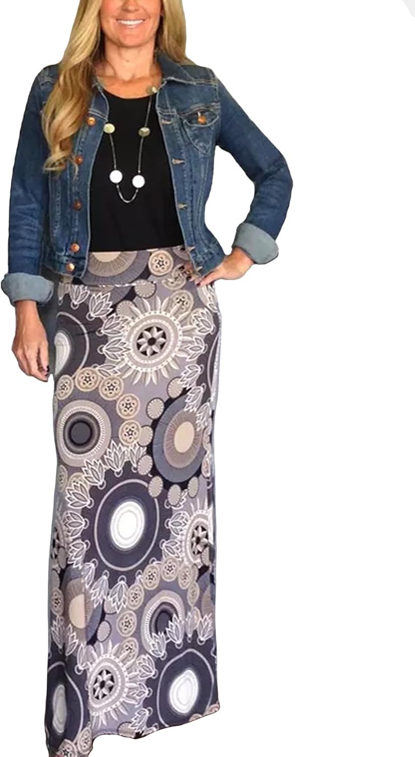Women's Bohemian Print Long Maxi Skirt
