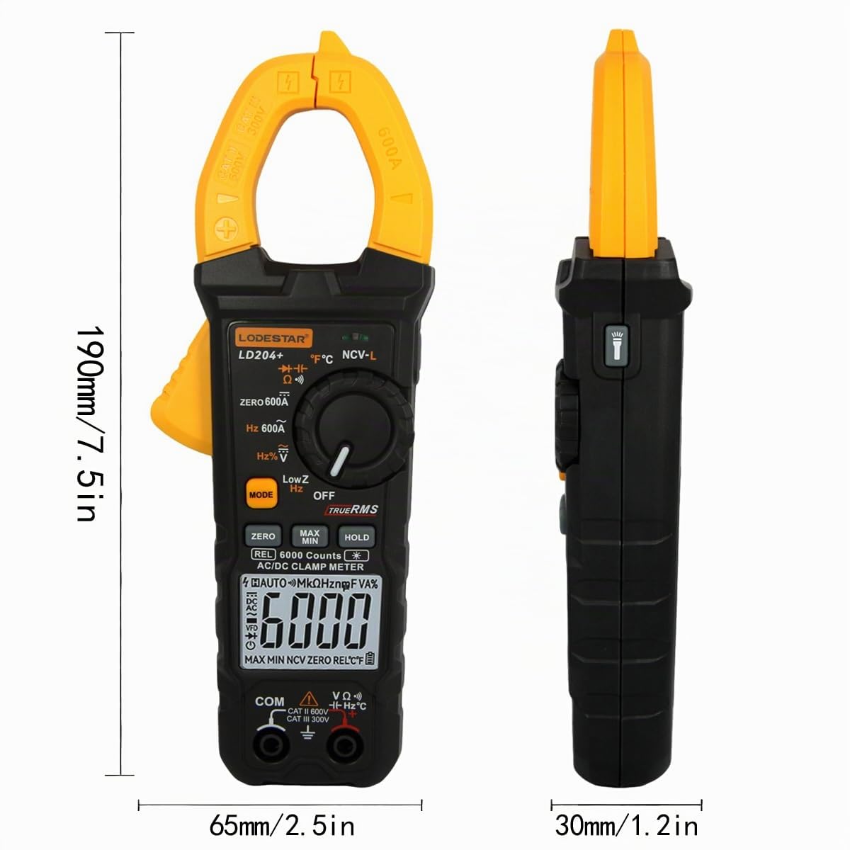 GALOOK LD204+ Pinza Amperometrica Multimetro Digitale Professionale, Voltmetro Amperometro per Misurare Tensione/Corrente AC DC Temperatura Capacità Resistenza Frequenza Continuità Diodo NCV LIVE