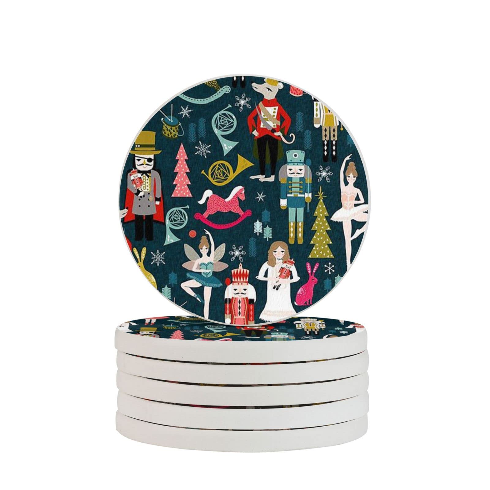 The Nutcracker Two Pieces Coaster Heat-Resistant Reusable Saucers for Drinks Wine Glasses Plants Cups Mugs