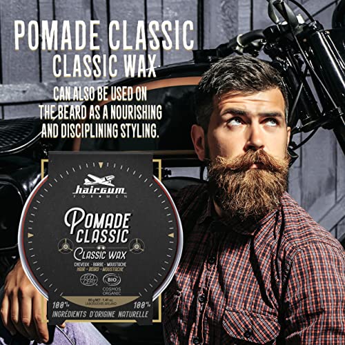 Hairgum Beard Styling Wax And Hair Pomade - Mens Classic Organic Hair Wax - Natural Hair Styling Wax With Easy Style - Firm Hold Hair Pomade For All Hair Type - High Shine Hair Wax Lasts All Day Long #TOP1
