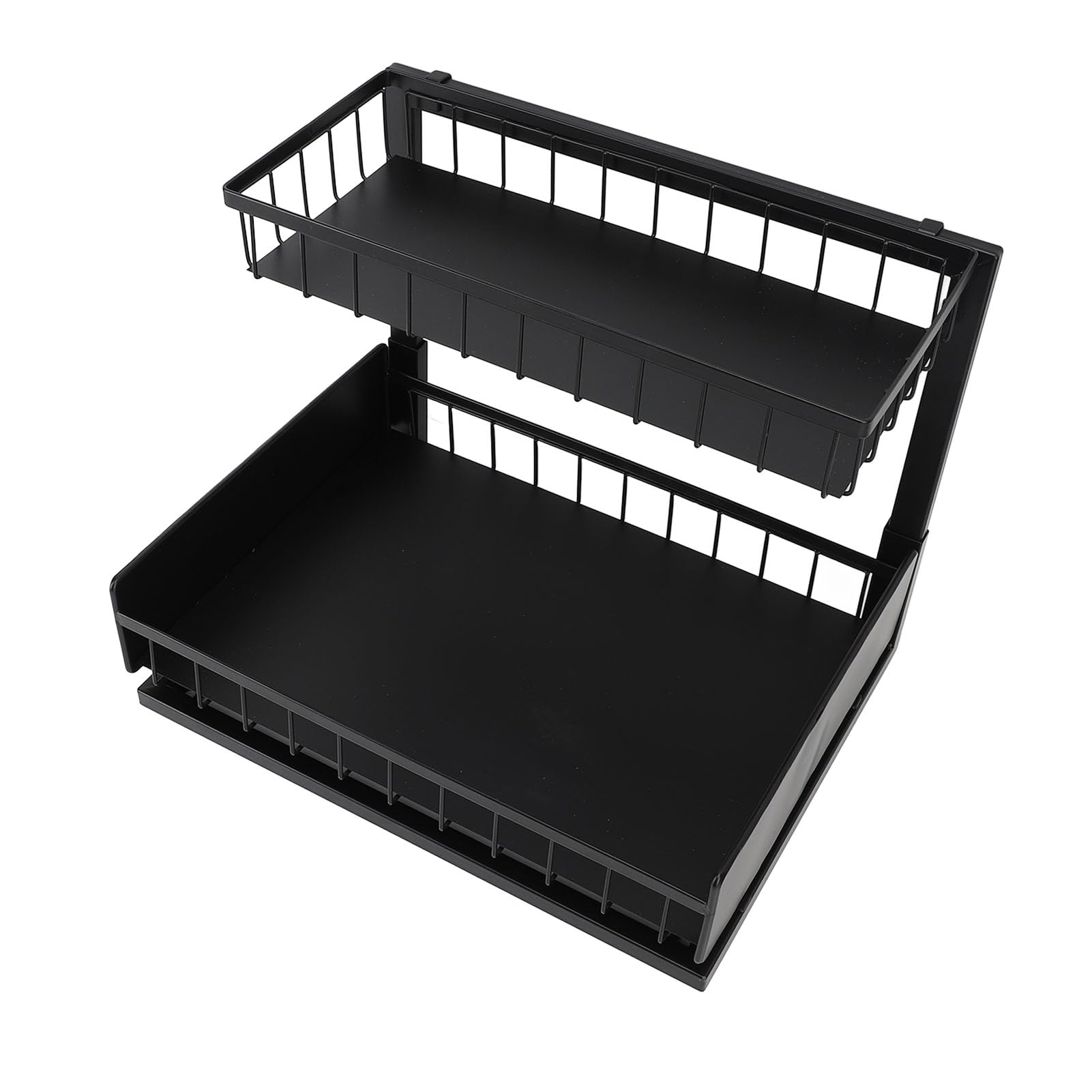 Under Sink Organizer, Slide Out Cabinet Organizer Shelf Detachable Double Layer Metal Pull Out Cabinet Organizer for Kitchen Bathroom