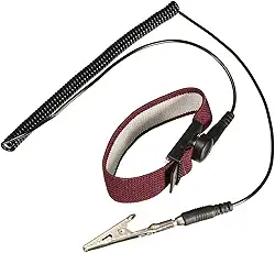 Pulseira antiestática para aterramento com jacaré ESD, alça ajustável, cabo enrolado de 1,8 m para reparo de eletrônicos, manutenção de PC