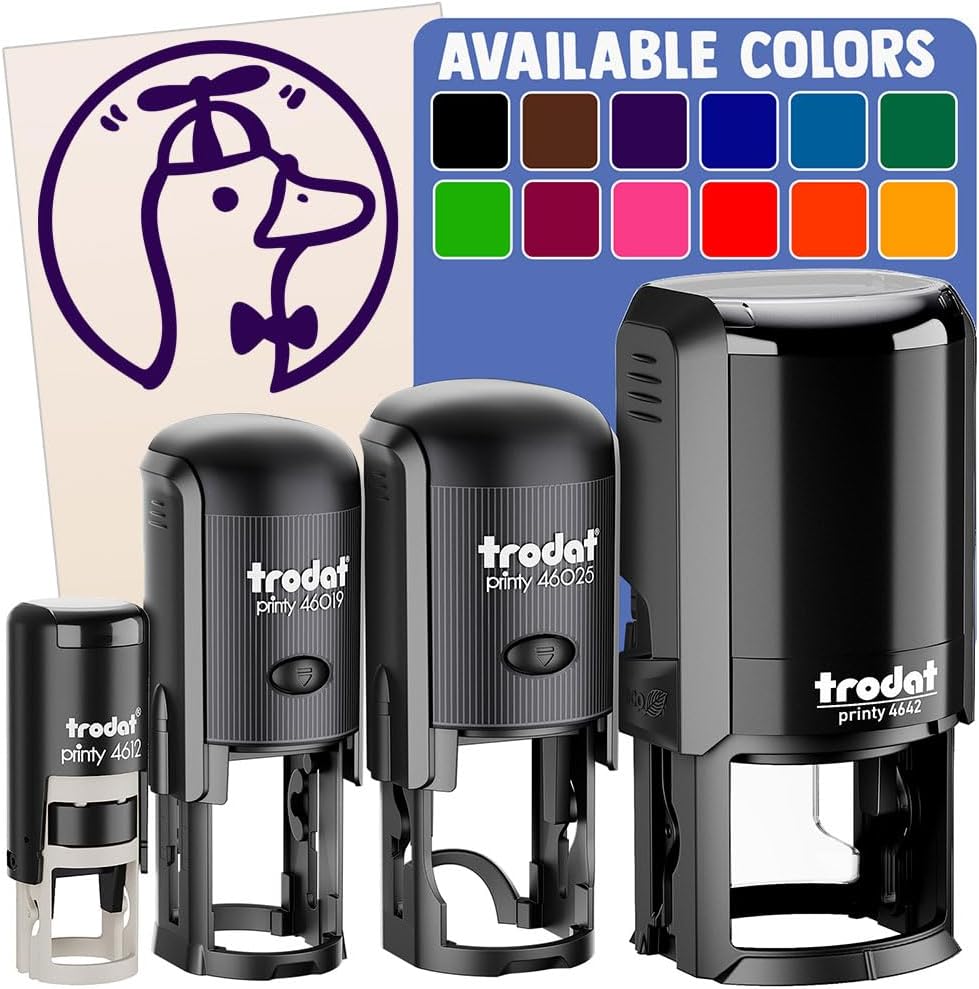 Silly Goose with Fun Propeller Hat Self-Inking Rubber Stamp for Stamping Ink Stamper Crafting Planners - 1-1/2 Inch Large - Black Ink