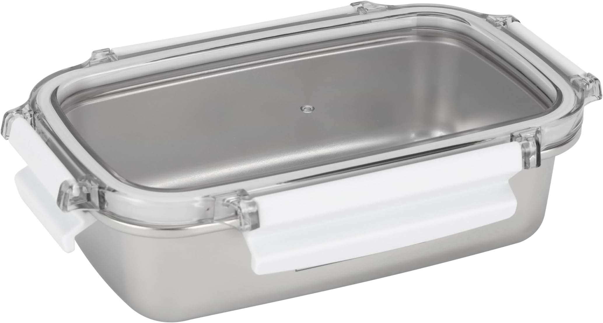 Royalford 600ml Stainless Steel Lunch Box RF12171 Rectangle Tiffin with Polymer Lid 4 Side Locks Food-Grade, BPA-Free, Airtight and Leakproof Containers for Kids and Adults