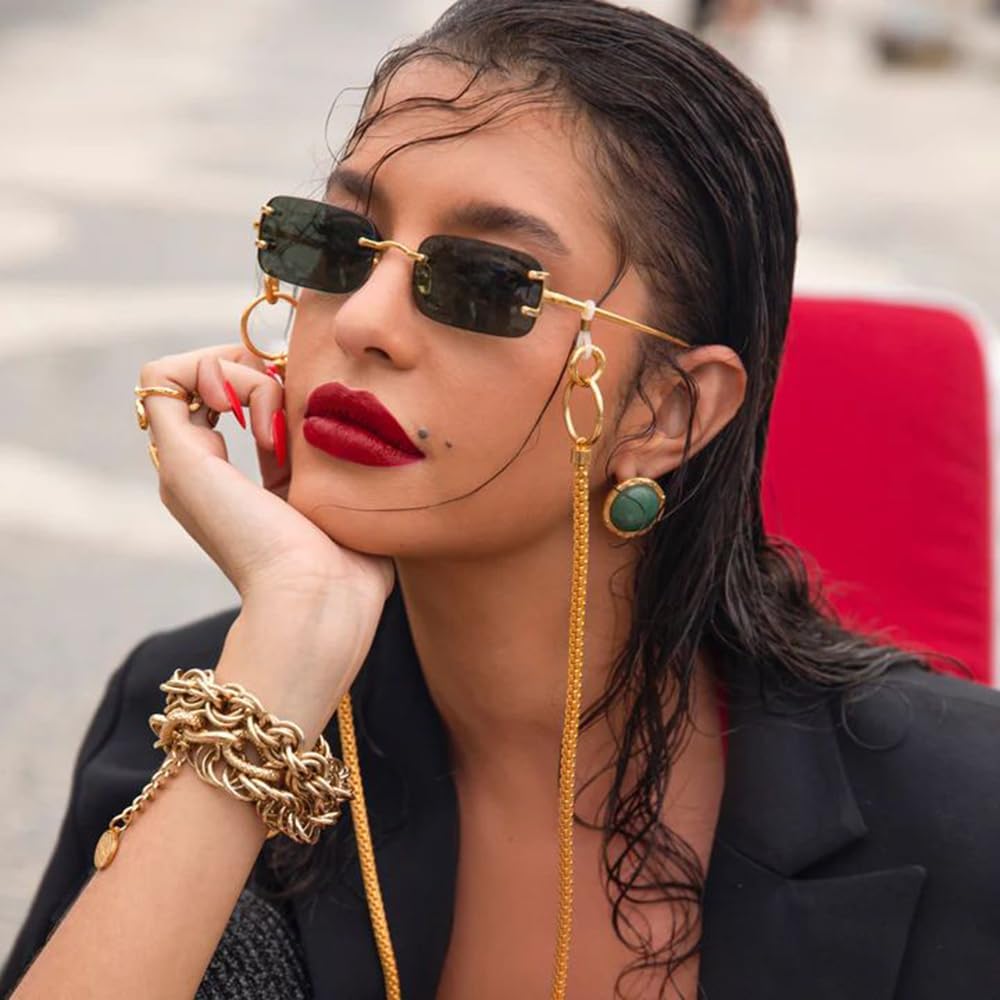 JUDOO Retro Rimless Rectangle Sunglasses for Men Women Trendy Frameless Tinted Lens Eyewear image 2 of 9 B09SFWXMYV