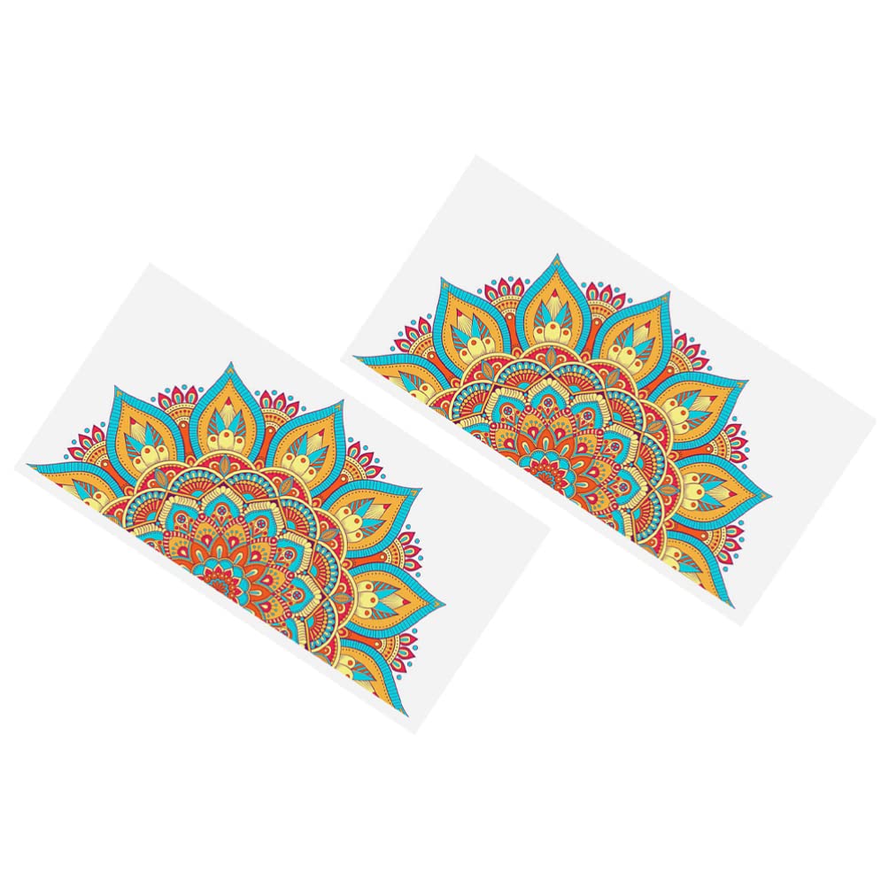 BESPORTBLE Half Mandala Wall Decal: 2pcs Mandala Wall Art Sticker Mandala Flower Wall Stickers Removable Mural Window Clings for Lotus Yoga Meditation decor
