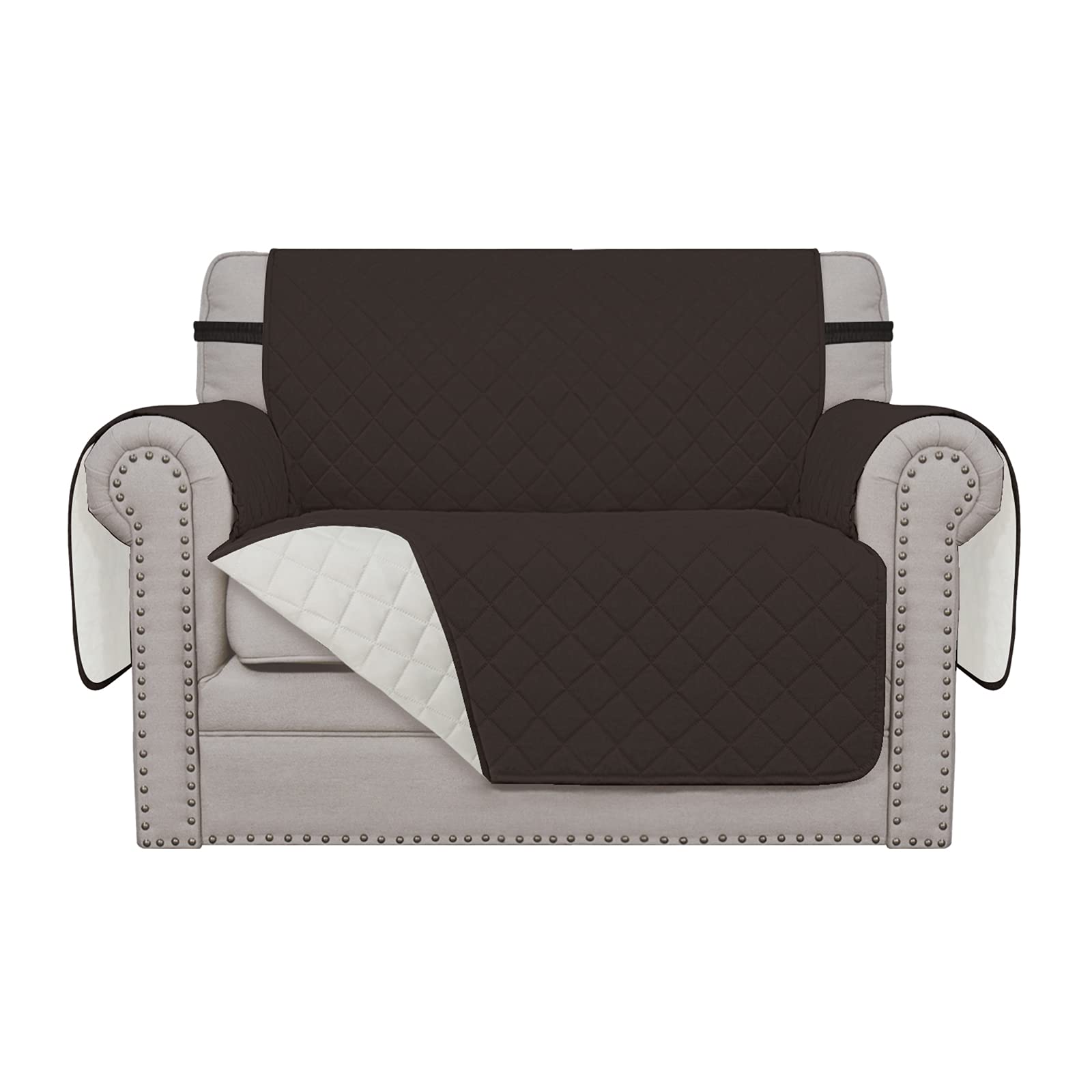 Easy-Going Reversible Couch Cover, Oversized Chair, Chocolate/Ivory