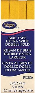 Wright's Cinta al bies de doble pliegue de 1,27 cm x 3 yardas, color amarillo