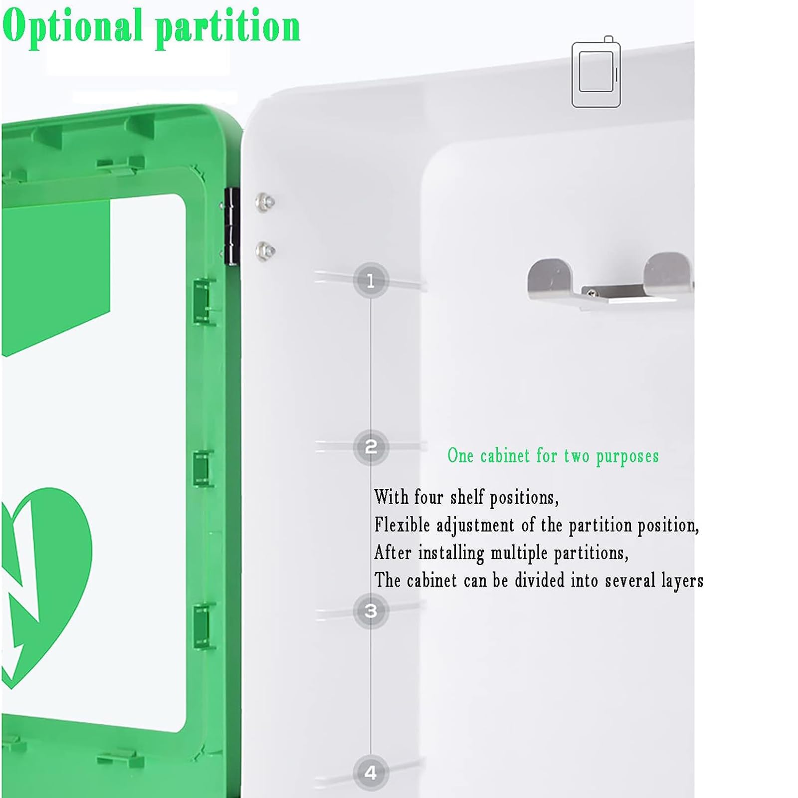 AED-Defibrillator-Aufbewahrungsschrank, Alarmierter AED-Schrank, Aufbewahrungsschrank für Erste-Hilfe-Kasten, 4 mm hochfestes ABS-Hauptmaterial, für Büro, Pflegeheim, Bus