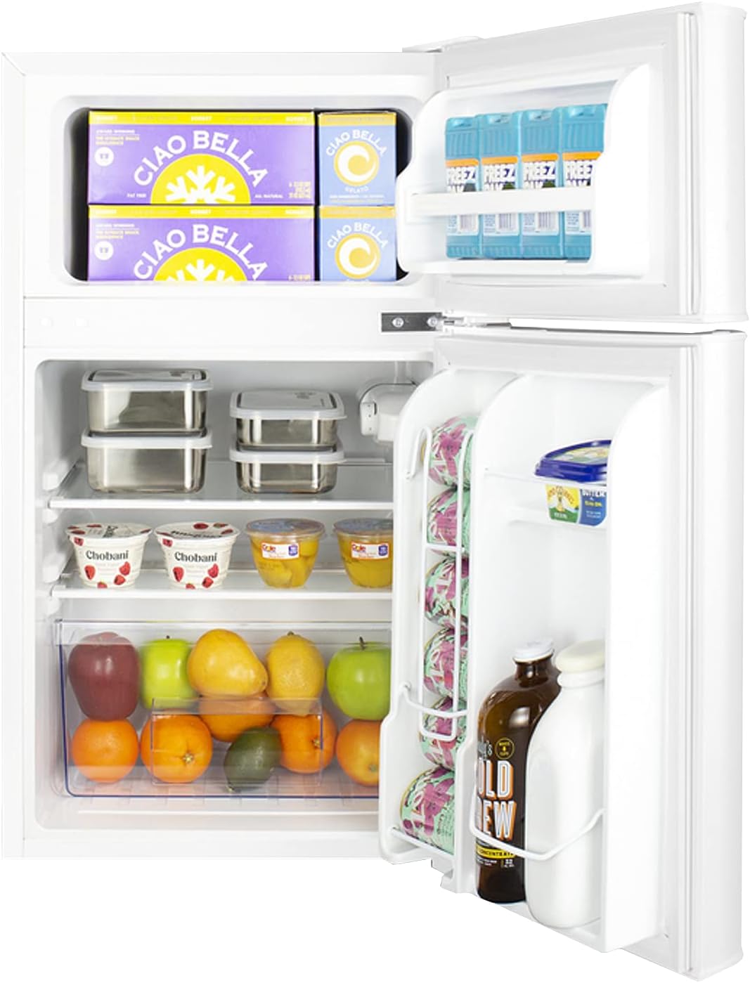 Summit Appliance CP34W Energy Star Certified 19" Wide Counter Height 2-Door Refrigerator-Freezer in White with Cycle Defrost, Adjustable Thermostat, Interior Light