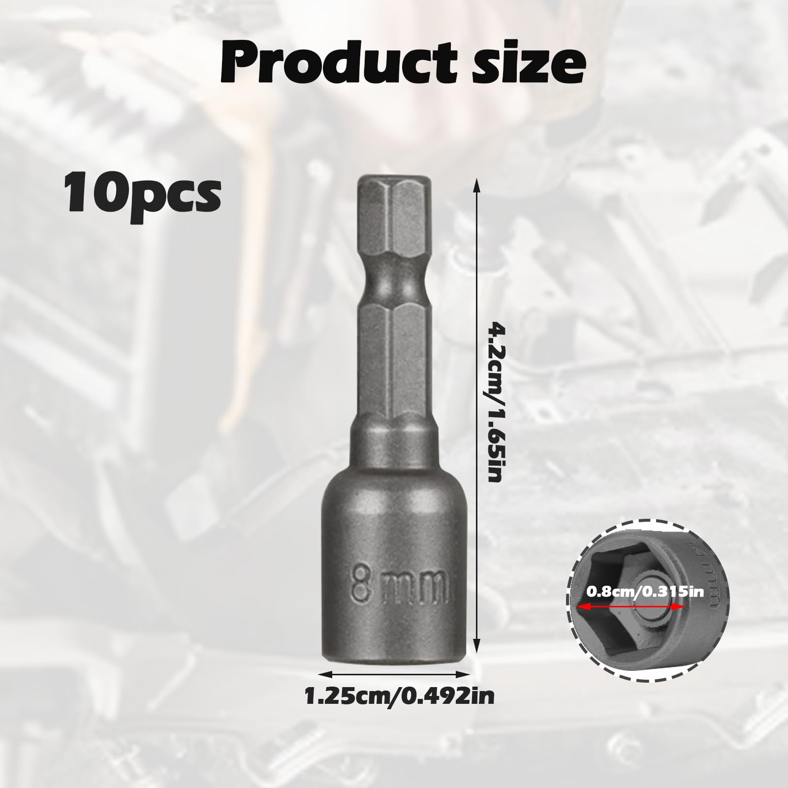 8mm hex bit, 8mm Socket, Impact Drive Socket Sets, Allen Key Drill Bit Set, Magnetic Nut Driver - Image 3