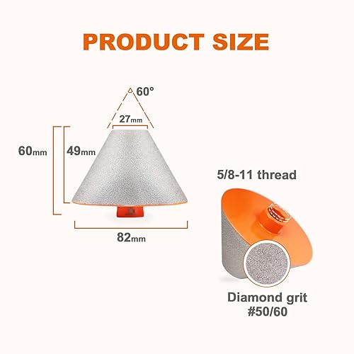 Miniatura 2 de Broca biseladora de diamante, brocas de diamante BRSCHNITT de 3.228 in con rosca 58-11 para agrandar, pulir y biselar los agujeros exsit