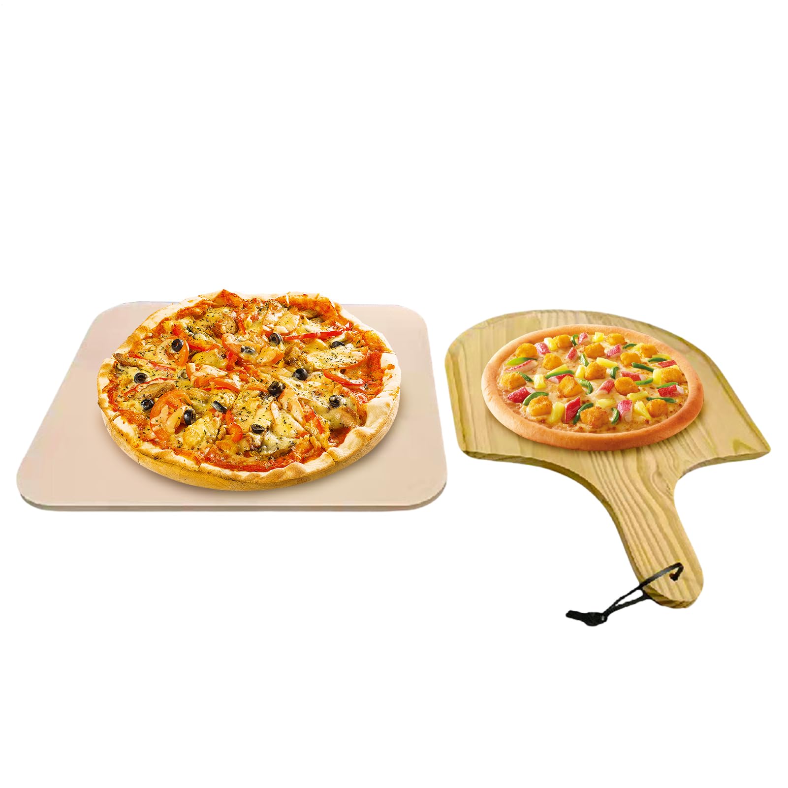 Quadratischer Pizzastein aus Cordierit: kompatibel mit Elektroöfen und | Grills, Backzubehör für Pizza, Brot und Haushaltskuchen, 38 x 30 cm, hitzebeständiges Design reduziert Ho