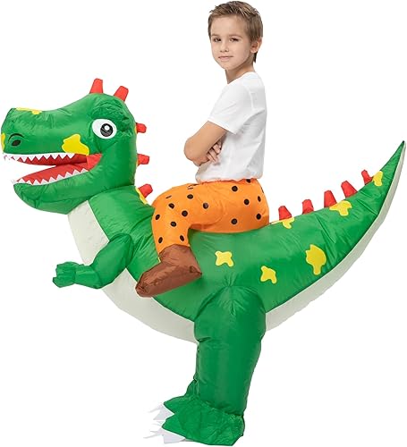 Miniatura 4 de GAOMON Disfraz inflable para niños, disfraces inflables de Halloween, disfraz de dinosaurio inflable, disfraces inflables para montar en un T-Rex