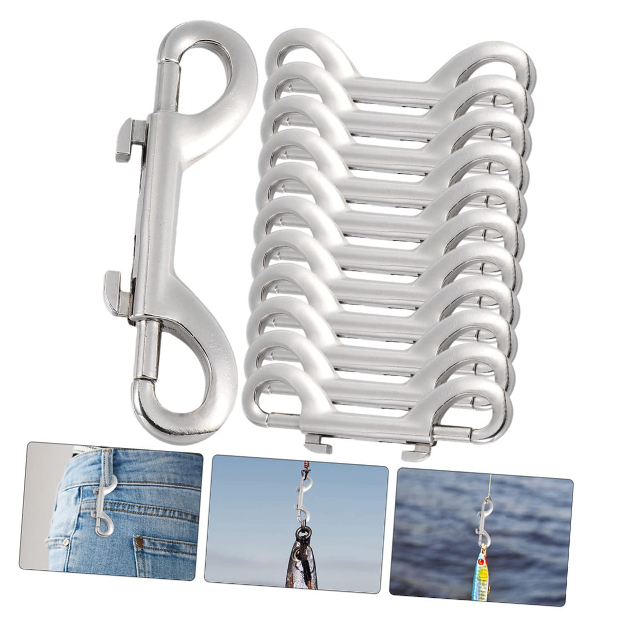 GRIRIW Double Retractable Dog Leash Snap Hooks 12pcs Bolted Metal Hooks for Pet Leash and Backpack Decorations