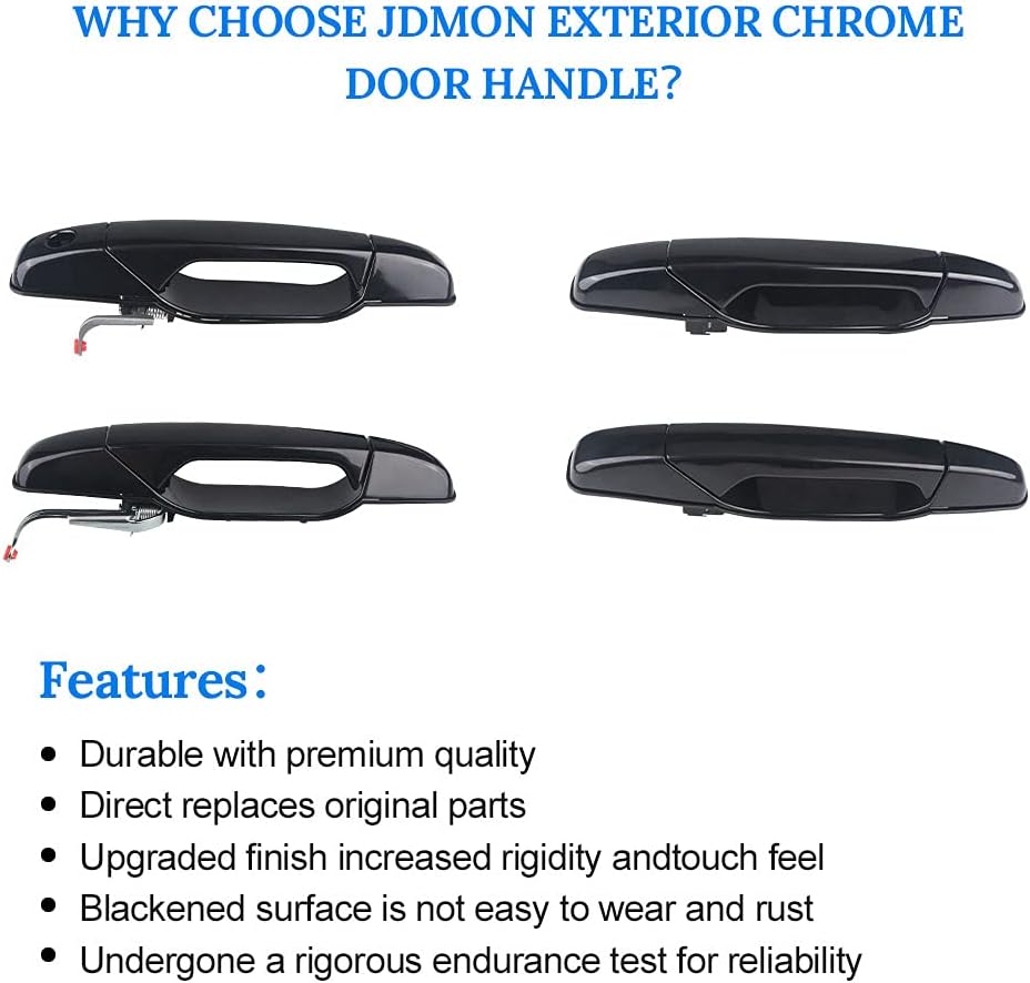 JDMON Compatible with Exterior Door Handle 4Pcs Front & Rear Driver & Passenger Side Chevy Silverado Tahoe Suburban GMC Sierra Yukon Cadillac Escalade Pickup SUV 2007-2013 Replaces 20828237, 20954796