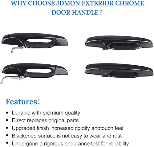 Miniatura 7 de JDMON Compatible con manija de puerta exterior, 4 piezas delantera y trasera para el lado del conductor y del pasajero, Chevy Silverado Tahoe