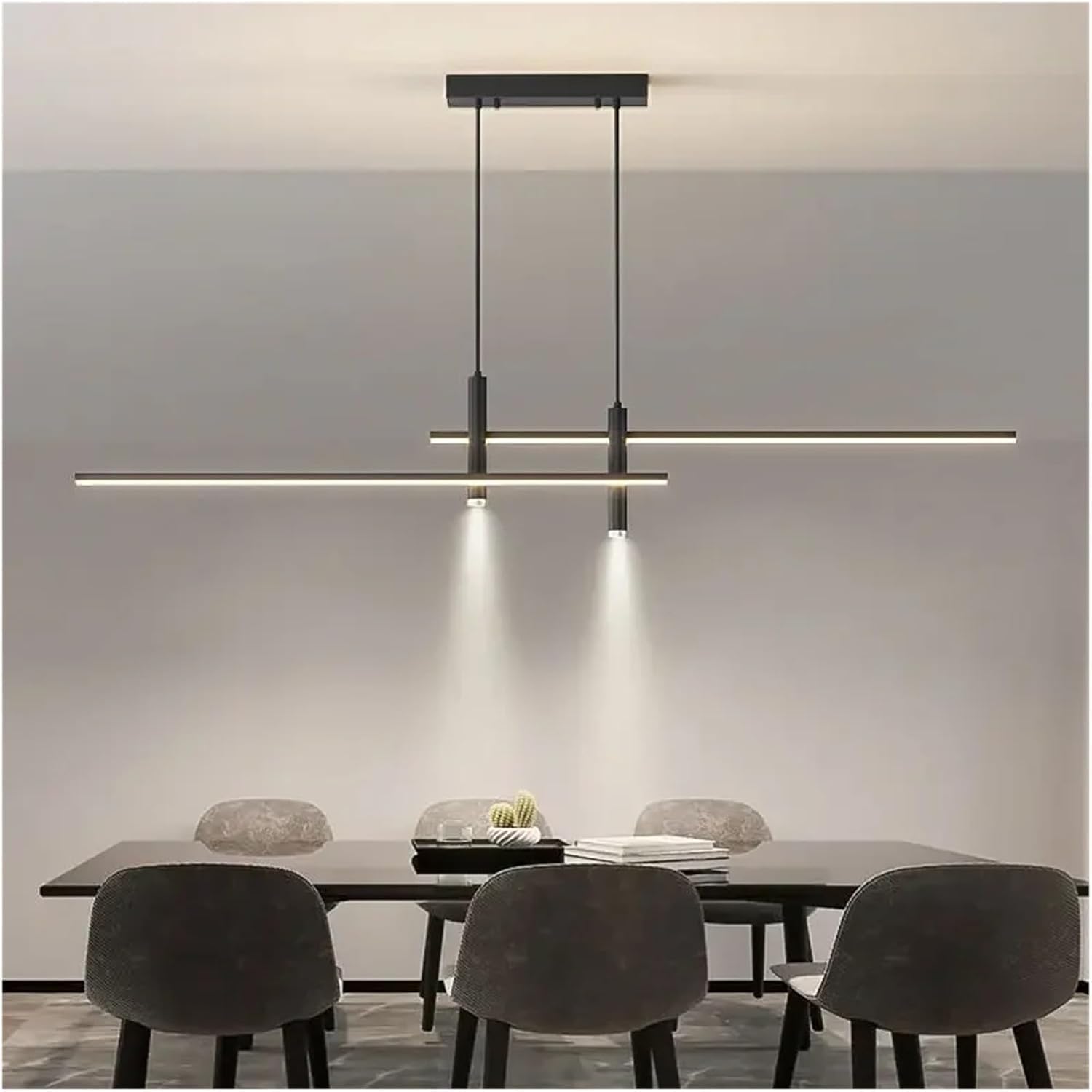 Suspension minimaliste avec spots intégrés LED - Noir 100 cm pour îlot de cuisine