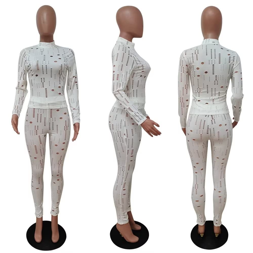 Damskie seksowne dwuczęściowe spodnie bodycon stroje wycięty top z wysokim stanem legginsy klubowe dresy