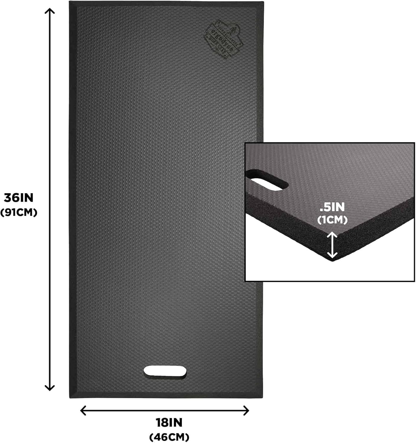 Ergodyne ProFlex 391 Kneeling Pad, Lightweight Kneeling Mat, Thin Foam Knee Cushion, XL, 18" x 36" x 0.5", Black