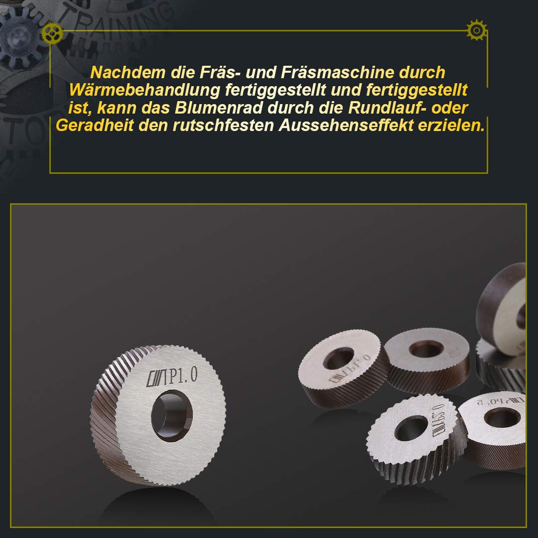 7tlg Rändelwerkzeug Set, 9SiCr Stahl, 0.5/1/2mm, Diagonal + Linear Rändelräder, für Drehbank Metallbearbeitung Anti-Rutsch