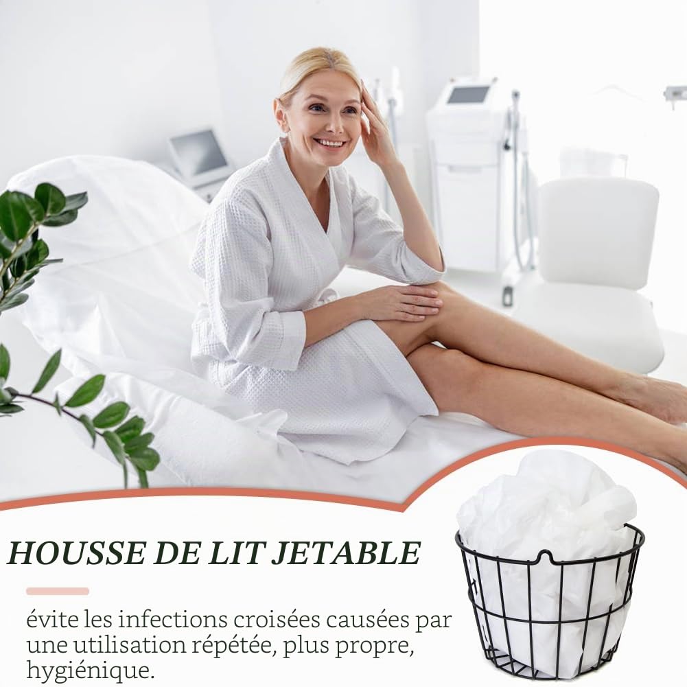 Lot de 30 Draps Housses Jetables pour Tables de Massage, 90 x 215 cm Housse Jetable pour Table de Massage, Draps Hygiéniques en Non-tissé pour Lits et Chaises Longues