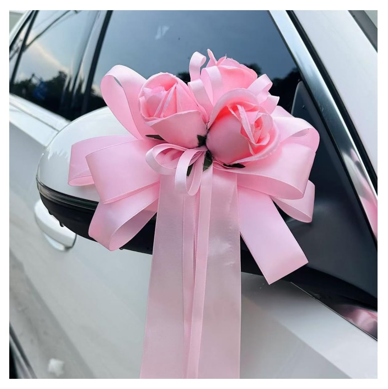 Hochzeitsauto Dekoration Seidenblume Autoschleifen Blume für Autoschmuck Türgriffleiste Rückspiegel Dekoschleife Dekorative Kunstblumen Hochzeit Wedding Car ZubehörRosa8pcs