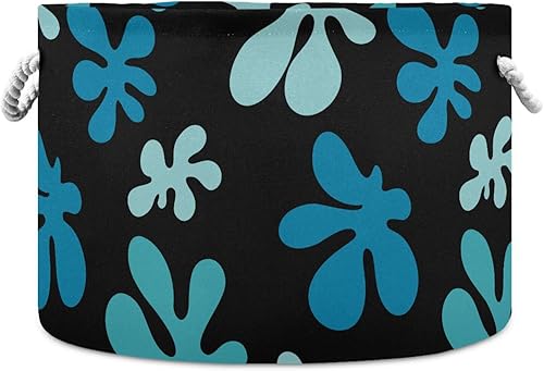 Coral White Round Collapsible Waterproof Decorative Baskets with Sturdy Handle Decorative for Book Home Clothing